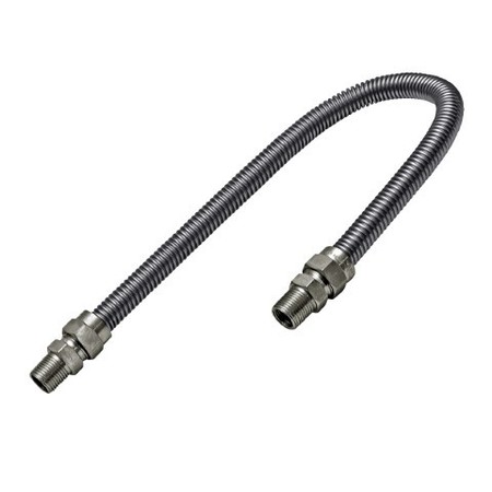 FLEXTRON Gas Line Hose 3/8'' O.D. x 36'' Length with 1/2" MIP Fittings, Stainless Steel Flexible Connector FTGC-SS14-36A